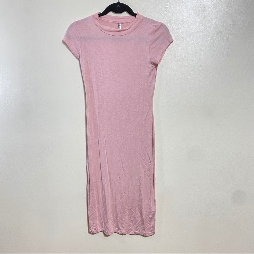 Basic blush pink midi dress